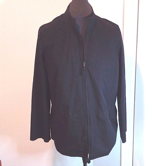 Eileen Fisher Stand Up Collar Zip Front Cotton Jacket Size L - Picture 1 of 7
